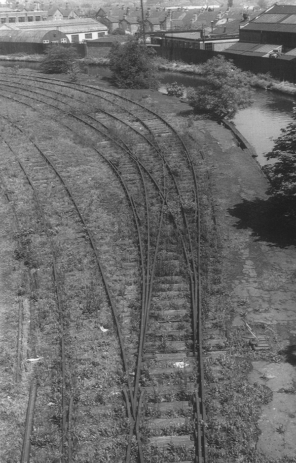 View from the bridge carrying the Birmingham & Gloucester Railway over the original Birmingham West Suburban Railway's line on 10th June 1963