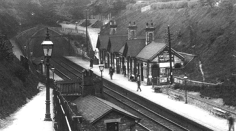 View showing the new path configuration and building erected on Moseley station's down platform