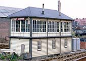 Abbey Junction Signal Box with the line to Leicester in the foreground and the line to the Trent Valley Line behind