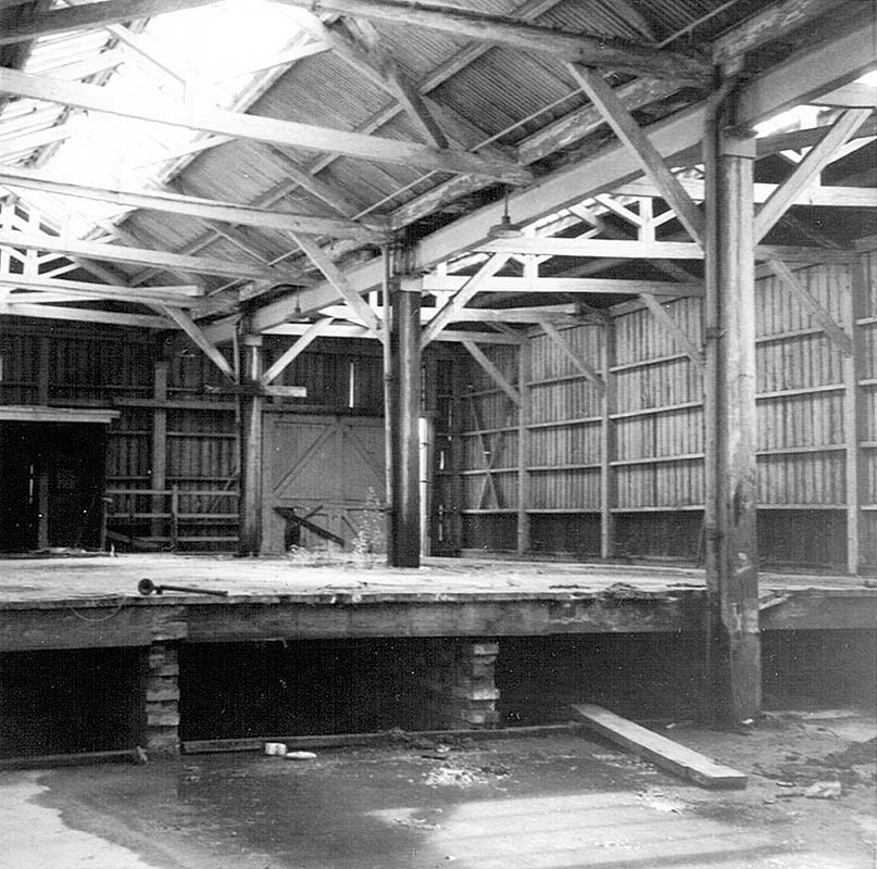 The interior of the timber built goods shed at Abbey Street shortly before demolition in the 1970s