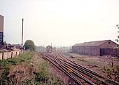 Looking eastwards towards Abbey Junction Signal Cabin in the centre of the junction and on the right 'Conners' goods shed circa early 1970s