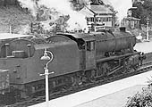 Ex-LMS 8F 2-8-0 No 48336 passes through Abbey Street station on a freight service bound for Washwood Sidings