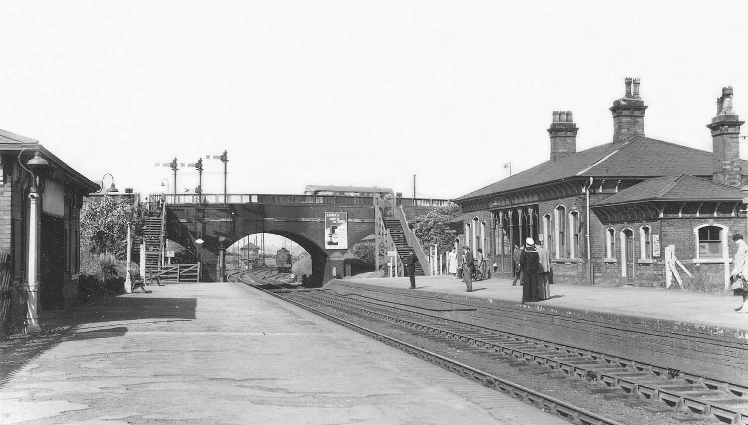 View of the station looking towards Abbey Street Junction signal box with the line to Leicester on its right