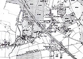 Ordnance Survey map showing the location of Penns station in relation to its goods yard facilities