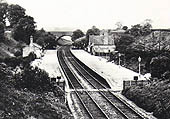 Looking towards Walsall from Penns Lane bridge with the main station building sited on the down platform