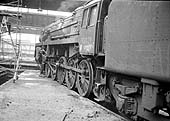 Another view of British Railways Standard Class 9F 2-10-0 No 92029 standing around No 3 roundhouse's turntable