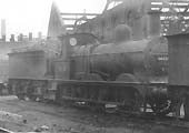 Ex-MR 2F 0-6-0 No 58230, fully coaled and watered, stands outside Saltley shed in June 1955
