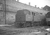 Ex-LMS 2-6-4T No 42436 is seen standing out of service alongside Saltley shed's rear wall in 1966