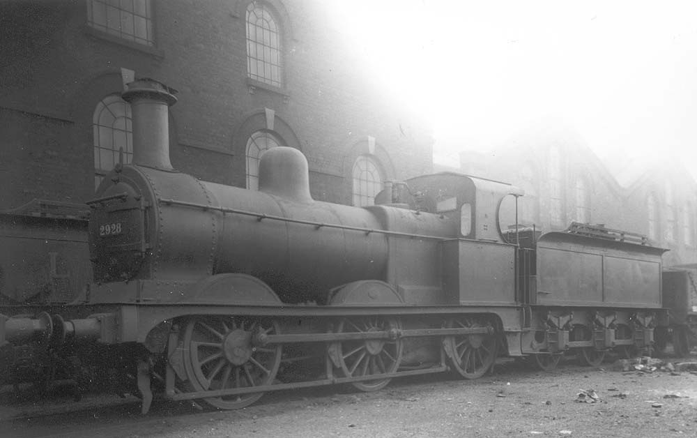 Ex-MR 0-6-0 No 2928, designed by Johnson, stands on one of the stabling roads outside Saltley's No 3 and No 1 roundhouses