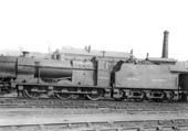 Ex-LMS 4F 0-6-0 No 44604 is seen with fitted with one of the experimental high-sided Fowler tenders whilst stabled on one of the roads in front of No 3 roundhouse