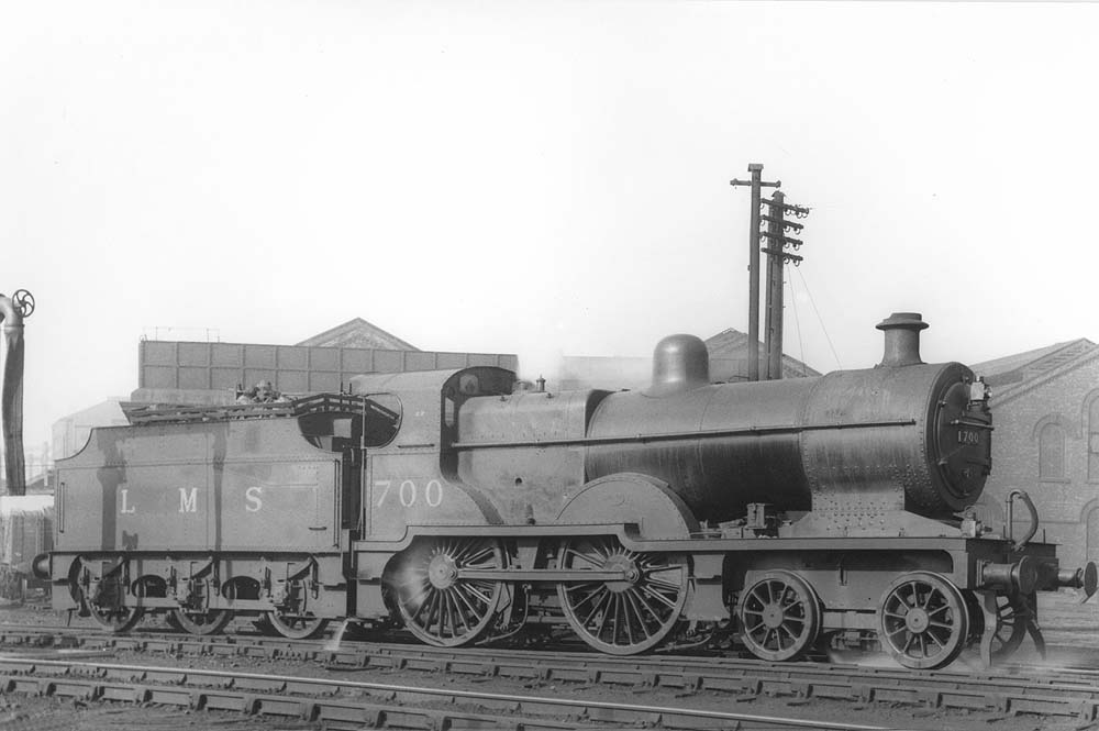 LMS 2P 4-4-0 No 700 is seen leaving Saltley shed's coaling tower and entering the shed after being coaled and watered