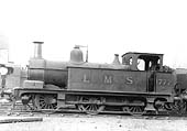 Ex-MR 1F 0-6-0 No 1777, still retaining its original boiler fittings, is seen standing 'cold' on one of Saltley shed's stabling roads