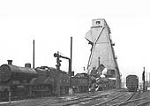 View of Saltley shed's 1930s mechanised coaling plant and servicing area being used by a number of LMS locomotives