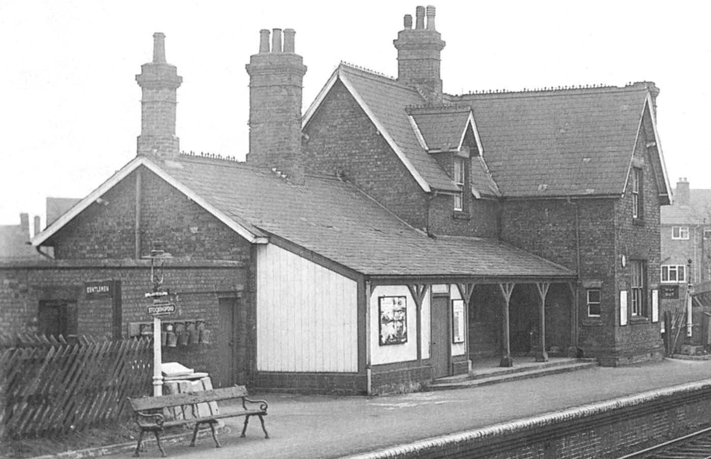 Close up showing Stockingford station and its sparse furniture a few months before it was to close
