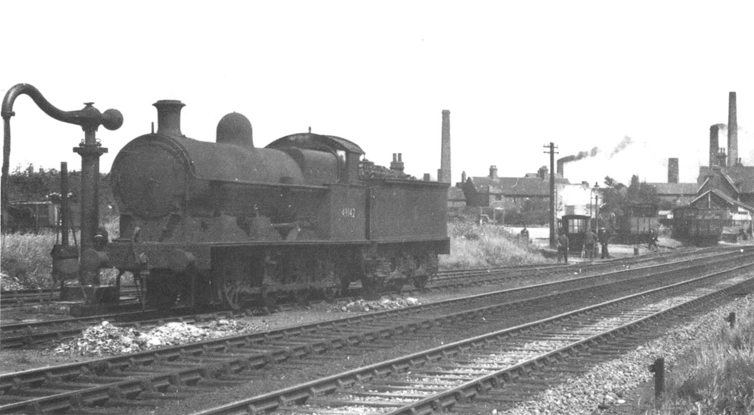Ex-LNWR G2a 0-8-0 No 49142 is seen standing on the reception road used by Stockingford branch line