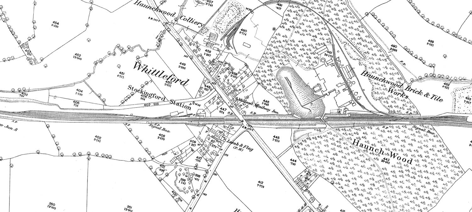 An 1886 25 inch to the mile Ordnance Survey Map of Stockingford Sidings, Station & Haunchwood Works