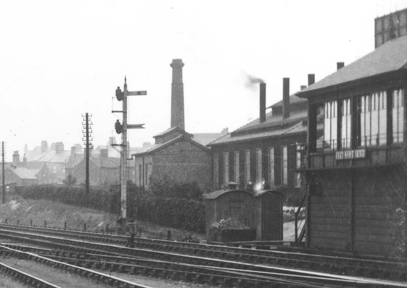 Close up showing Stockingford Shed and Stockingford Signal Box seen shortly after opening