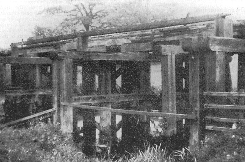 Bridge No 16 - A 1948 view of the timber supports and tressles now stripped of the parapet with the track lifted on either side