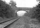 Bridge No 13 - Looking towards Whitacre as the line curves to the left as it passes Hawkeswell Farm in 1920
