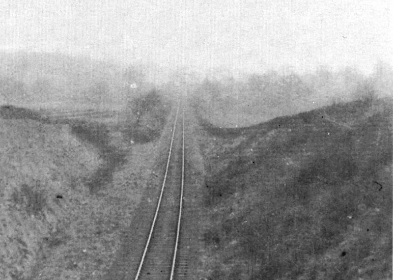 Bridge No 25 - Looking towards Hampton from the occupation bridge used by farmers to cross the railway as seen on 1st April 1921
