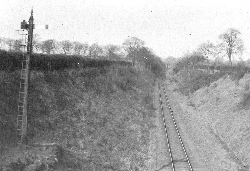 Bridge No 25 - Looking towards Whitacre with the Hampton Distant signal on the left as seen on 1st April 1921