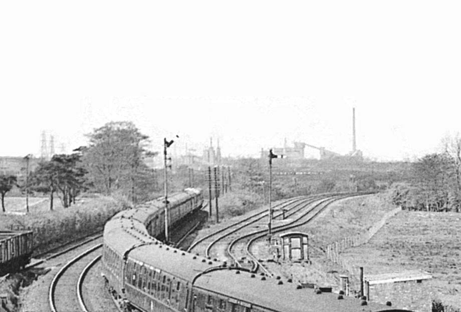 Close up showing the lines leading to Ham Hall Power Station's own extensive sidings which were only accessed from the original B&DJR line