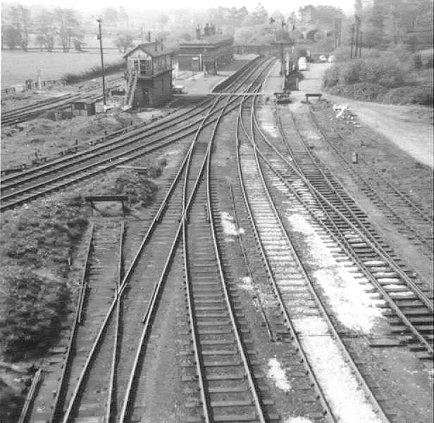Looking towards Water Orton with the lines to Leicester on the left with the siding goods yard on the right