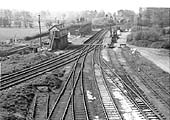 Looking towards Water Orton with the lines to Leicester on the left with the siding goods yard on the right