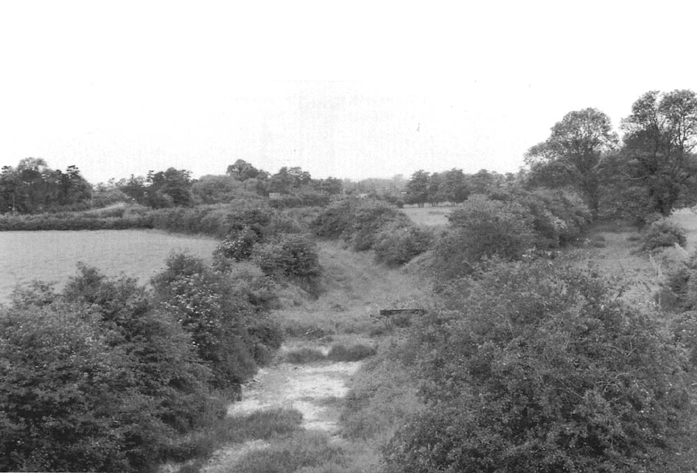 Looking towards Whitacre Station in 1956 with the original B&DJR track bed to be seen on the right