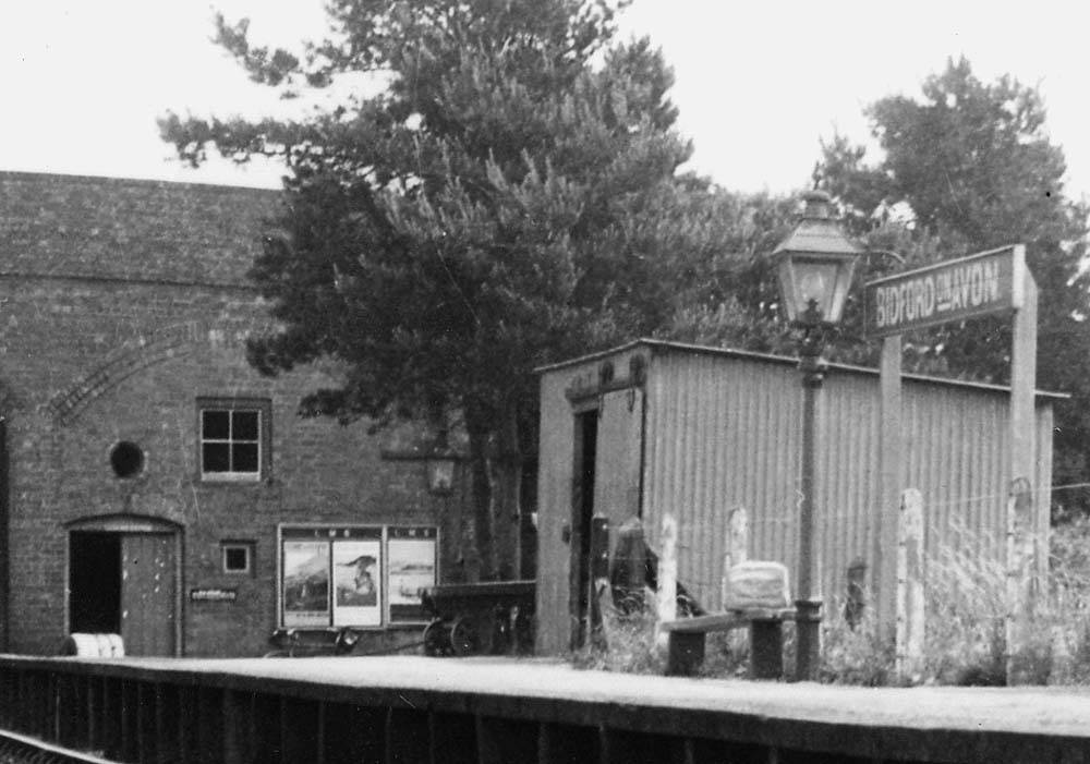 Close up showing more clearly the limited facilities of Bidford upon Avon station with the double plank doors and tiny windows
