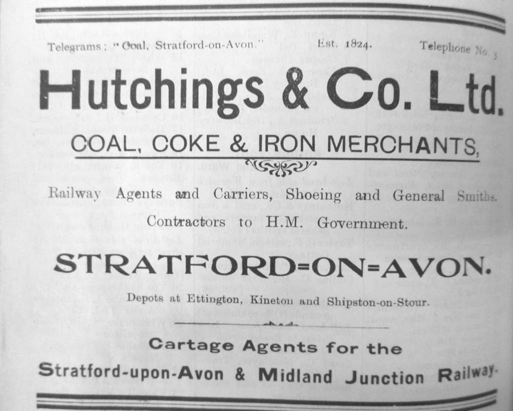 Ettington Station: An advert for Hutchings & Co Ltd which appeared in ...