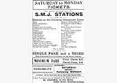 Details of 'Long Week-End' tickets outward on the Saturday and return on the Monday from SMJ stations