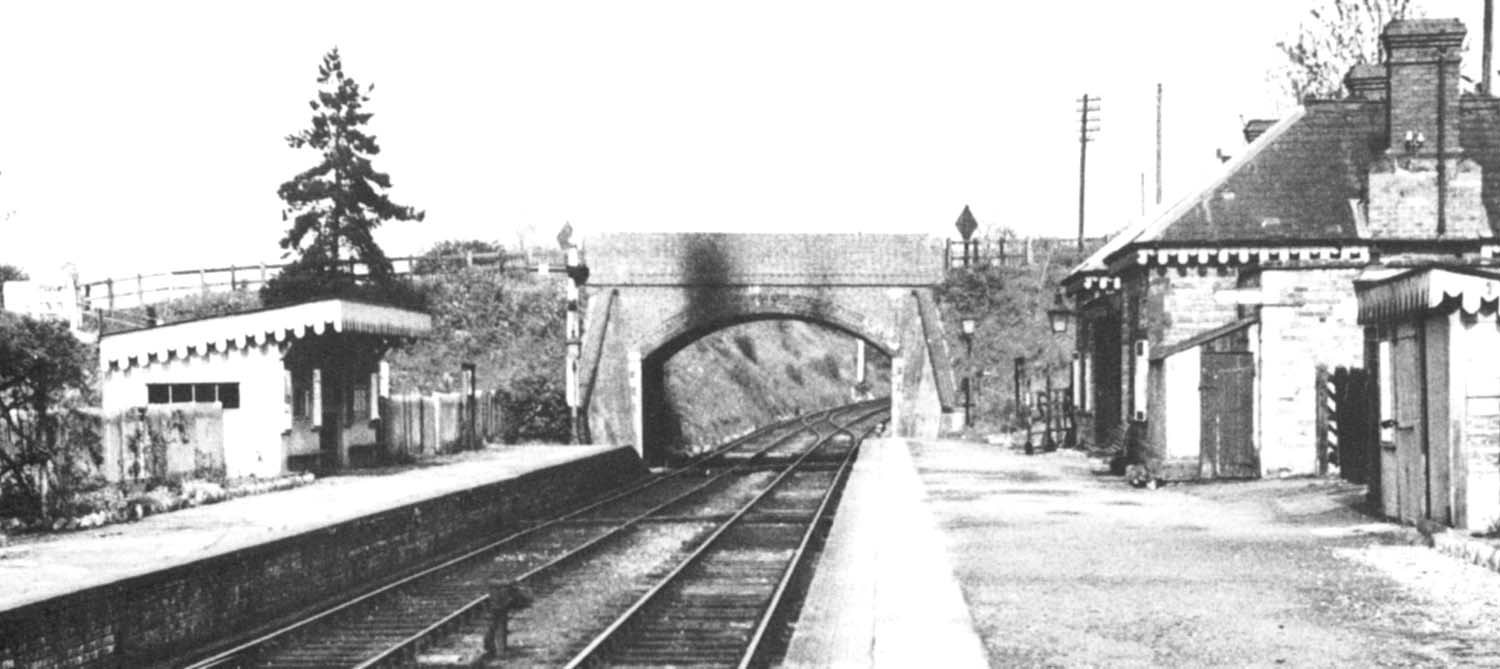 Looking towards Fenny Compton and Wellesbourne road bridge with the main station building to the right