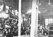 An interior view of the SMJ's Stratford on Avon shed with SMJ 0-6-0 No 10 seen on the left prior to grouping in 1923