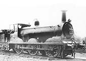 SMJ 0-6-0 No 7, an ex-LBSCR  locomotive purchased by the SMJ in 1920, seen standing outside the shed