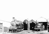 View of Stratford on Avon shed with SMJ 0-6-0 No 15 and ex-E&WJR Manning Wardle 0-6-0ST No 1
