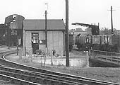 Close up showing the original shed building but with the replacement turntable and shed office