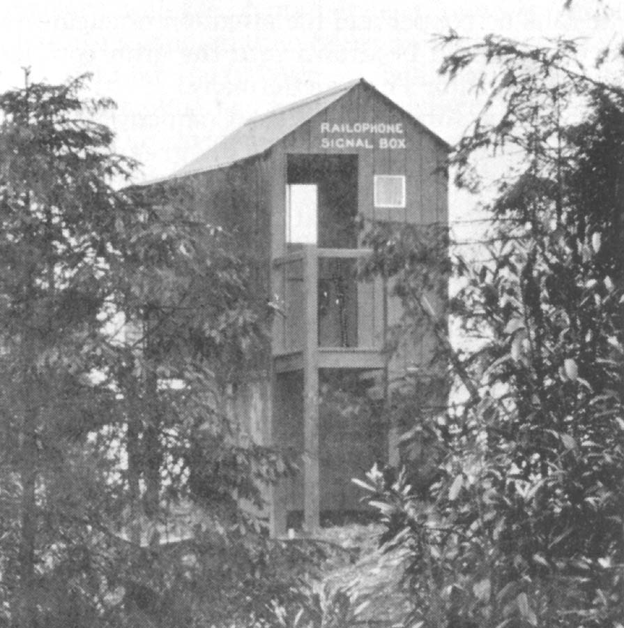 Photograph showing the Railophone system installed in a purpose built timber signal box