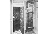 Photograph showing in greater detail the Railophone system installation inside the signal box