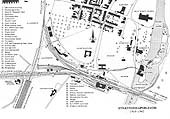 A schematic map showing the SMJ station, shed, goods yard and sidings from 1910 to 1942