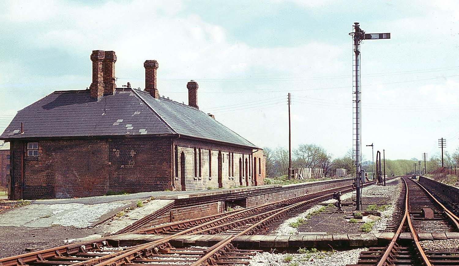 Looking east past the former up platform towards the bridge carrying the line over the River Avon on 17th April 1965
