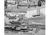 Close up showing the eastern end of the station and shed with the WD Store and water tank prominent on 23rd June 1952