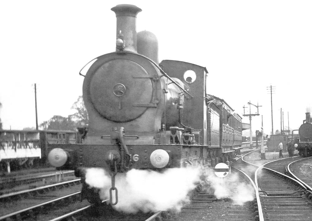 Ex-E&WJR 0-6-0 No 16 leaves the station on 11th April 1924 with a two coach passenger train for Broom Junction