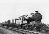 Ex-Great Central 4-4-0 Class D11/1 No 5504 'Jutland' passes through the station on an up parcels service