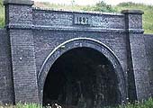 A 1970s view of Catesby Tunnel's south portal showing the build date incorporated in to the wall above