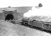 An unidentified ex-LNER 4-6-2 class A3 locomotive enters Catesby Tunnel at speed with a down Manchester express