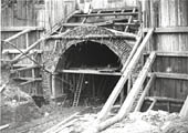 View of Catesby tunnel's southern portal which had still to be completed after the tunnel lining was complete
