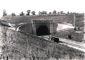 View of the Great Central's newly laid permanent way and the completed south portal of Catesby tunnel