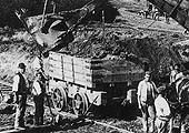 Close up showing the contractor's wagon used to carry the spoil away from the excavation area