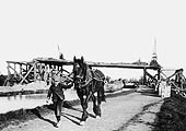 The first temporary timber supports are erected during the construction of the GC bridge over the Oxford Canal